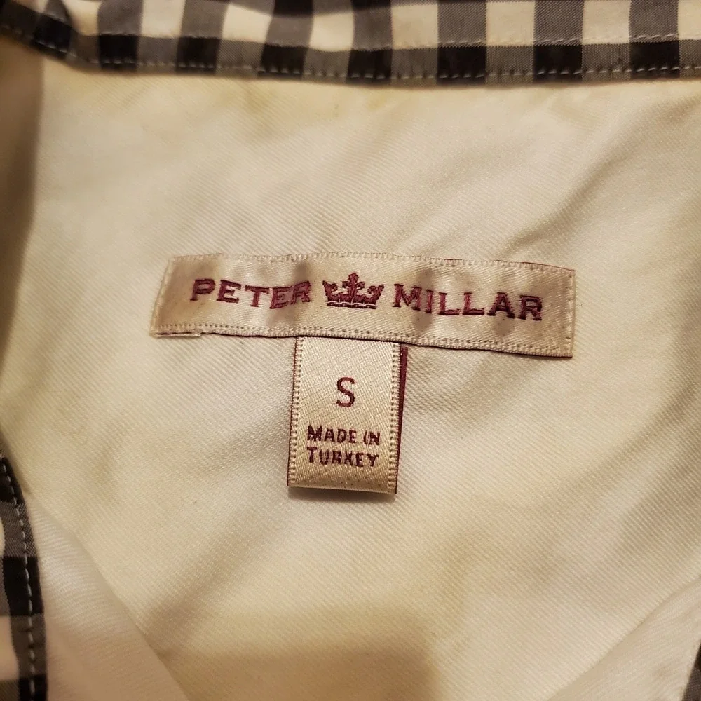 Peter Millar Golf Shirt Women Small White Georgia Bulldogs UGA Gingham Button Up - Picture 4 of 7